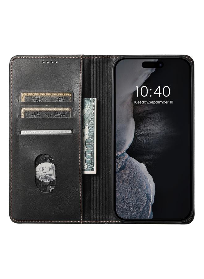 Suteni Case For iPhone 14 Pro J02 Oil Wax Wallet Leather Phone Case - Image 4