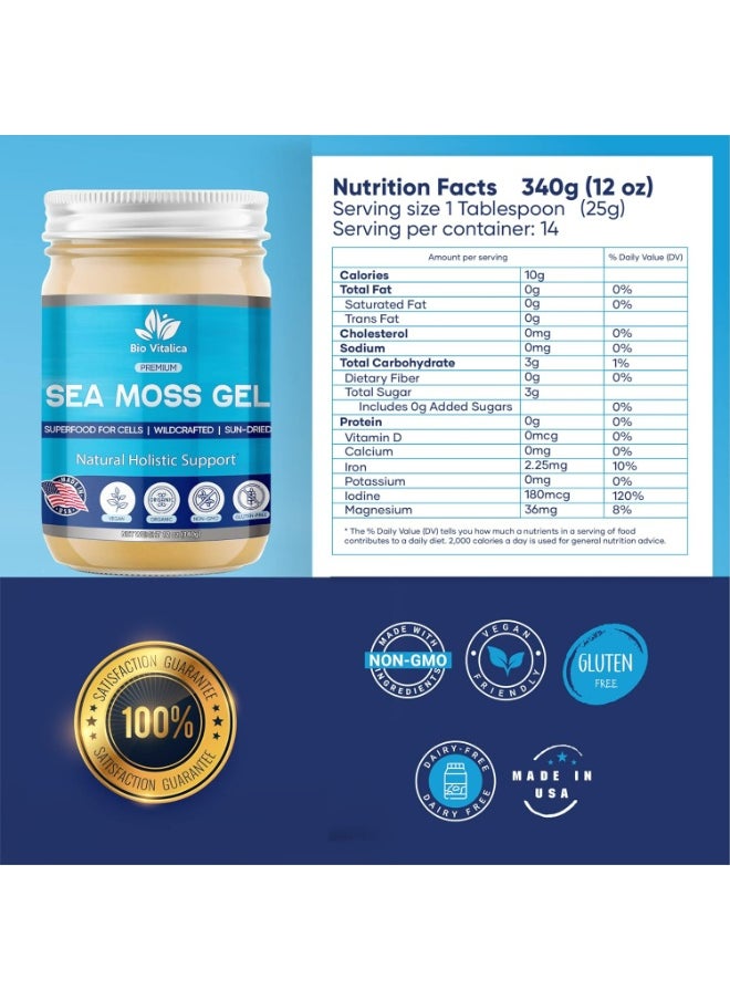 BIO VITALICA Sea Moss Gel by BioVitalica - Irish sea Moss raw Organic - Premium Quality - Dr Sebi, Vegan superfood for Cells - 100% Natural seamoss Gel… (Original, 1 Pack)  - Image 2