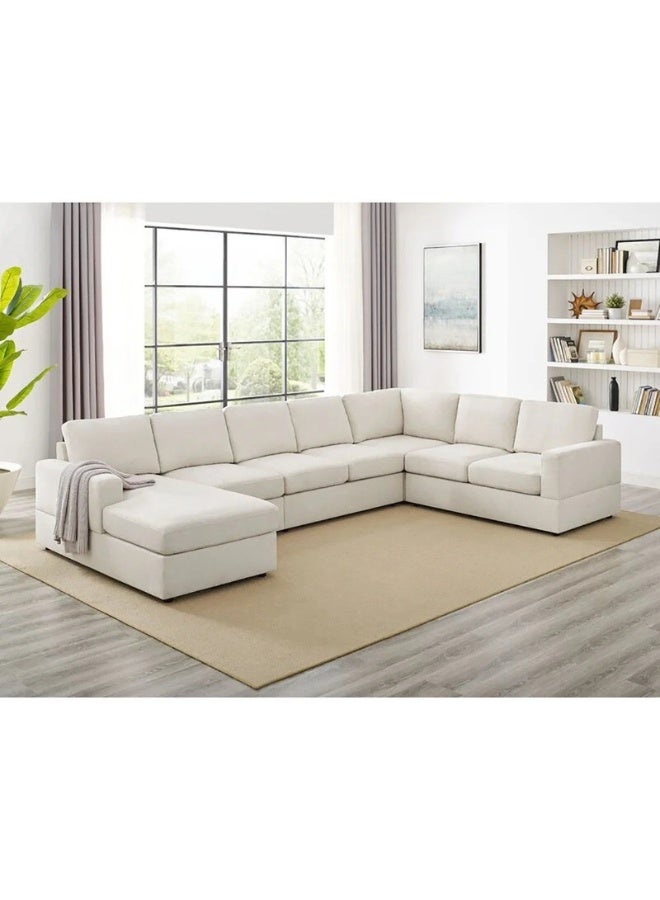 كستم ديكو أريكة زاوية قابلة للتعديل على شكل حرف U، مواجهة لليمين - أريكة قابلة للتخصيص لغرفة المعيشة، تنجيد فاخر، تصميم على شكل حرف L - Image 4