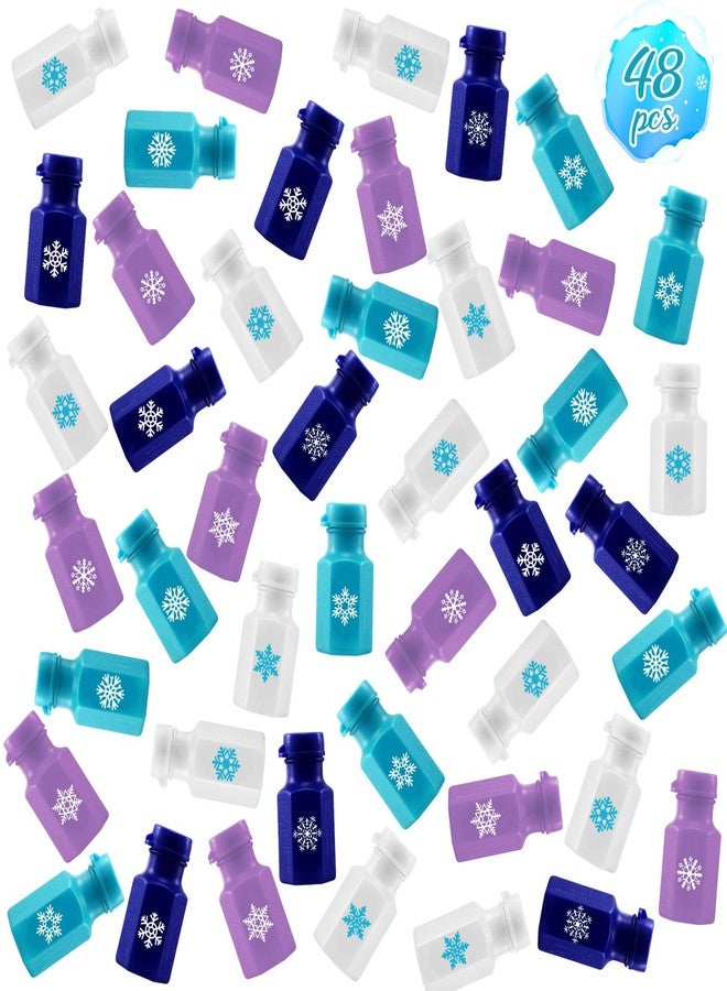 Zomiboo 48 Pcs Snowflake Bubble Wands Party Favors for Kids Winter Bubbles Toys Bulk Mini Bubble Bottles with Winter Snowflake Stickers for Classroom Holiday Pinata Fillers Birthday Gifts Supplies - Image 1