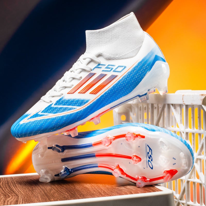 New F50 High-Top Football Shoes For Male And Female Students With Long Spikes And Broken Spikes For Outdoor Sports Professional Competition Training Shoes - Image 2