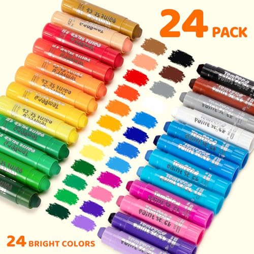 Ellinjan Tempera Paint Sticks For Kids, 24 Colors, Washable & Quick-Drying Twistable Solid Paint, Mess-Free Art Supplies for Drawing & Painting, Ideal Toddler Arts and Crafts Gifts - Image 2