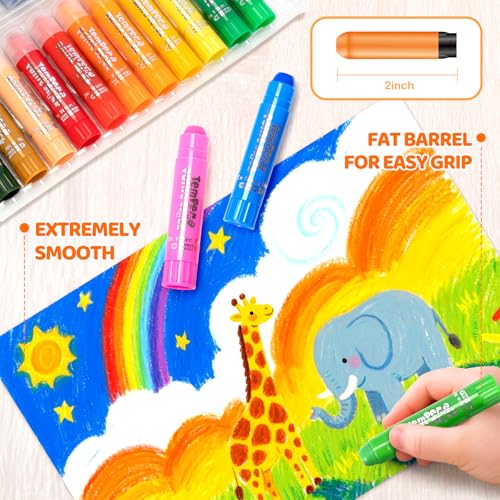 Ellinjan Tempera Paint Sticks For Kids, 24 Colors, Washable & Quick-Drying Twistable Solid Paint, Mess-Free Art Supplies for Drawing & Painting, Ideal Toddler Arts and Crafts Gifts - Image 4