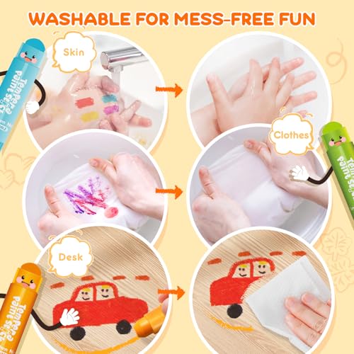 Ellinjan Tempera Paint Sticks For Kids, 24 Colors, Washable & Quick-Drying Twistable Solid Paint, Mess-Free Art Supplies for Drawing & Painting, Ideal Toddler Arts and Crafts Gifts - Image 5