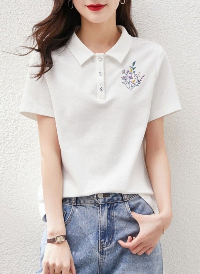 YUNIQEE تي شيرت بولو أبيض للنساء - Image 1