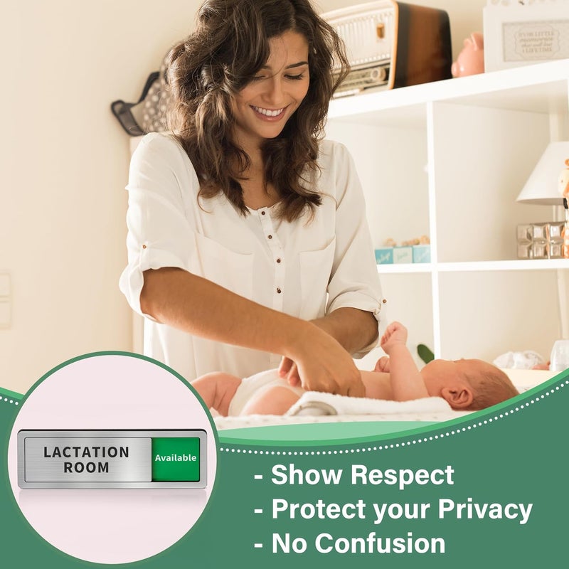 Abudada Lactation Room Door Sign with Slider, Do Not Disturb Privacy Office Sign, In Use/Available Acrylic Sliding Indicator for Business Hospital Home, Brushed Silver 8" x 2.6" - Image 4