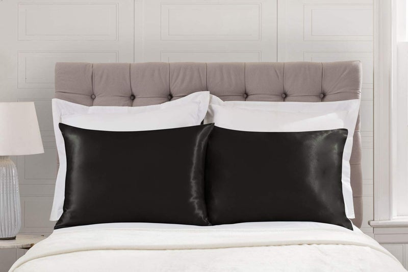 SHOPBEDDING ShopBedding Black Satin Pillowcase for Hair and Skin  Silk Pillowcase Black 2 Pack  Luxury Satin Pillowcases with Zipper Closure  Satin Pillow Case Cover King Satin Silk Pillowcase for Hair & Skin  - Image 3