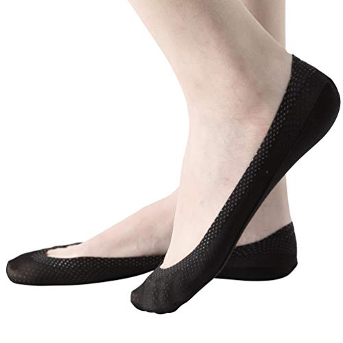 Jarseen 4 Pairs No Show Liner Socks Women's Low Cut Cotton Nylon Boat Invisible Hidden Socks Non-Slip for Flats (Shoe Size 5-8, 4Black) - Image 1