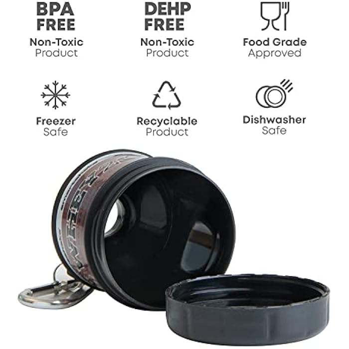 Smartshake Whey2Go Black Protein Powder Storage Container 50g – BPA Free Shaker Bottle Funnel for Whey Protein Powder + Protein Shakes 110ml, DC Comics Batman Gifts for Men (Black) - Image 3