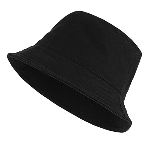 PFFY Bucket Hat for Women Men Cotton Summer Sun Beach Fishing Cap Black - Image 1