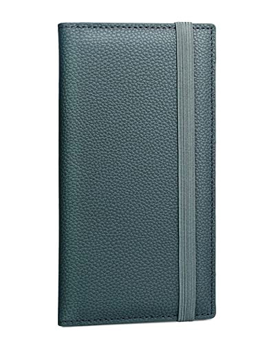 Yarnic Checkbook Cover for Personal Checkbook, Checkbook Holder with Pen Holder & Built-in Clear Plastic Divider for Duplicate Checks (Grey Green) - Image 1