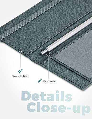 Yarnic Checkbook Cover for Personal Checkbook, Checkbook Holder with Pen Holder & Built-in Clear Plastic Divider for Duplicate Checks (Grey Green) - Image 3