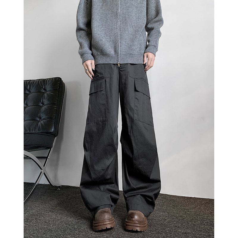Workwear Pants Men'S 2025 New Pleated Multi-Pocket Paratrooper Pants Fashionable Loose Straight Casual Pants - Image 3