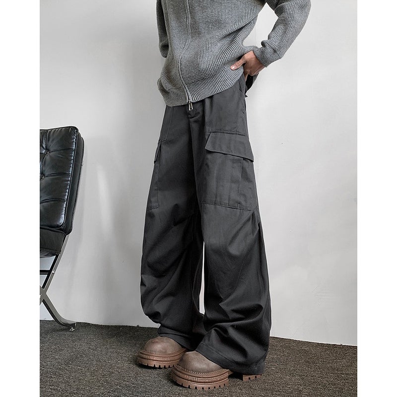 Workwear Pants Men'S 2025 New Pleated Multi-Pocket Paratrooper Pants Fashionable Loose Straight Casual Pants - Image 1