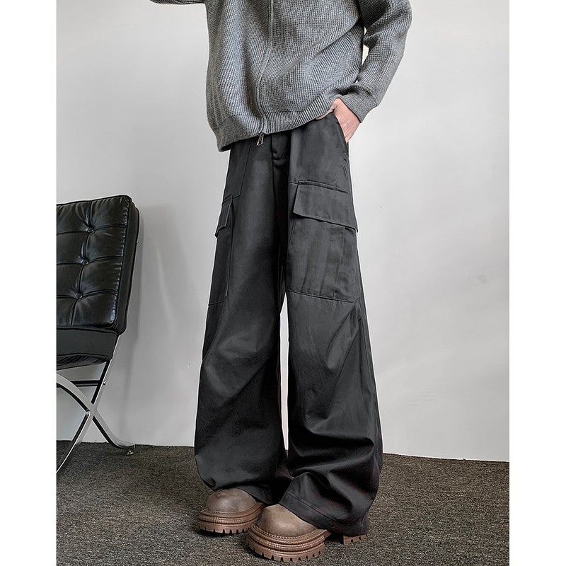 Workwear Pants Men'S 2025 New Pleated Multi-Pocket Paratrooper Pants Fashionable Loose Straight Casual Pants - Image 5