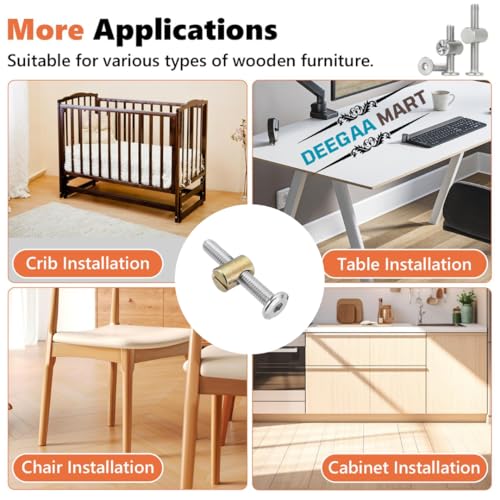 DEEGAA MART DEEGAAMART 15 Pack M6 x 40&50 mm JCB Bolts with Barrel Nuts Carbon Steel Furniture Connector Screws | Bed Frame & Cabinet Fasteners | Wood Board Joining Bolt Set for DIY Furniture Assembly - Image 5