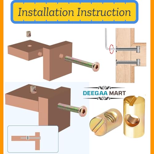DEEGAA MART DEEGAAMART 15 Pack M6 x 40&50 mm JCB Bolts with Barrel Nuts Carbon Steel Furniture Connector Screws | Bed Frame & Cabinet Fasteners | Wood Board Joining Bolt Set for DIY Furniture Assembly - Image 4