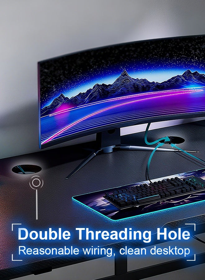 80/100/120cm Gaming Table, Gaming Desk, Computer Desk with Carbon Fiber Surface,PC Table for Office Home Workstation (Black, 80/100/120x60x75cm) - Image 5