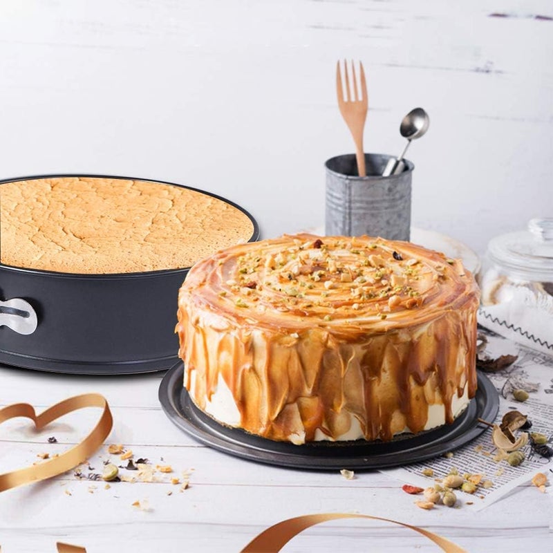 Guilty Gadgets 3 Non Stick Springform Cake Pan Baking Bake Tray Tins Round Shape Set Stand of Tin Spring Form Loose Base Tiered - Image 5