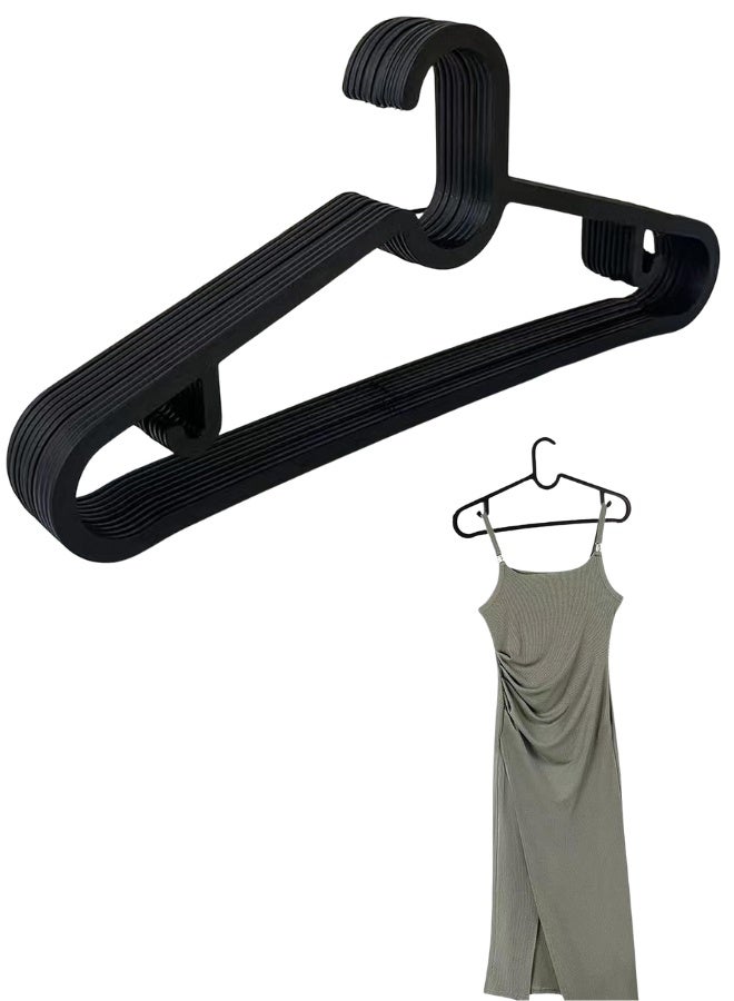 Black Plastic Hangers 10 PCS Space Saving for Coat Pants Dress, Non-Slip Lightweight Thick Clothes Hangers for Closet Dorm - Image 1