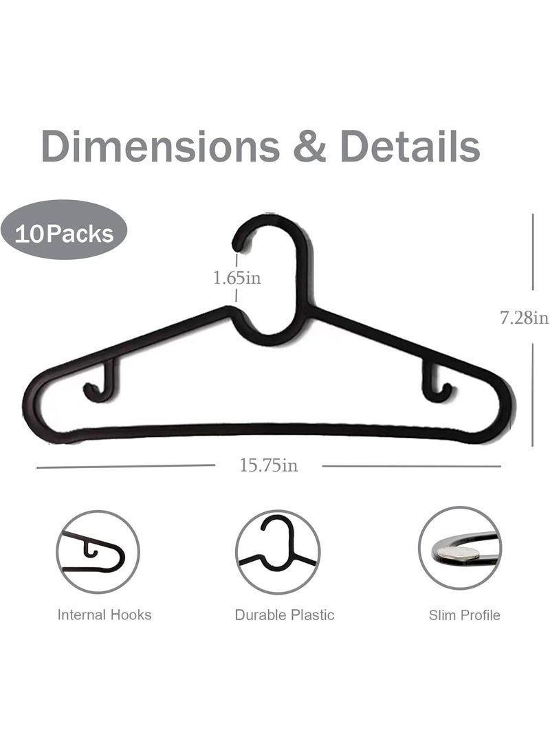 Black Plastic Hangers 10 PCS Space Saving for Coat Pants Dress, Non-Slip Lightweight Thick Clothes Hangers for Closet Dorm - Image 2