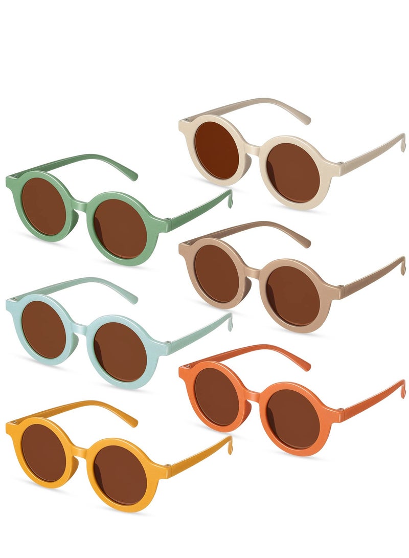 KASTWAVE Kids Round Sunglasses Cute Circle Sunglasses for Baby Toddler Infant Polarized Bright Color Frame Sunglasses Kids Sunglasses Retro Outdoor Beach Glasses Sunglasses for Girls Boys Costume 6 Pairs  - Image 1