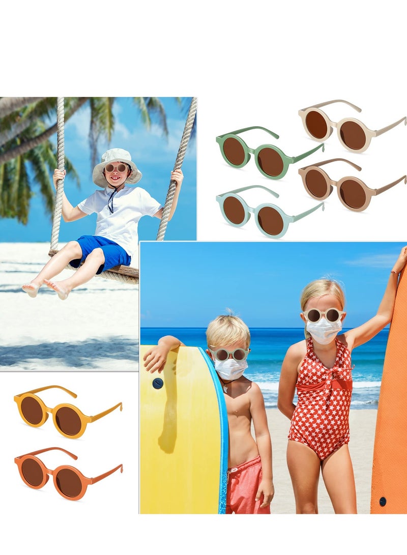 KASTWAVE Kids Round Sunglasses Cute Circle Sunglasses for Baby Toddler Infant Polarized Bright Color Frame Sunglasses Kids Sunglasses Retro Outdoor Beach Glasses Sunglasses for Girls Boys Costume 6 Pairs  - Image 4