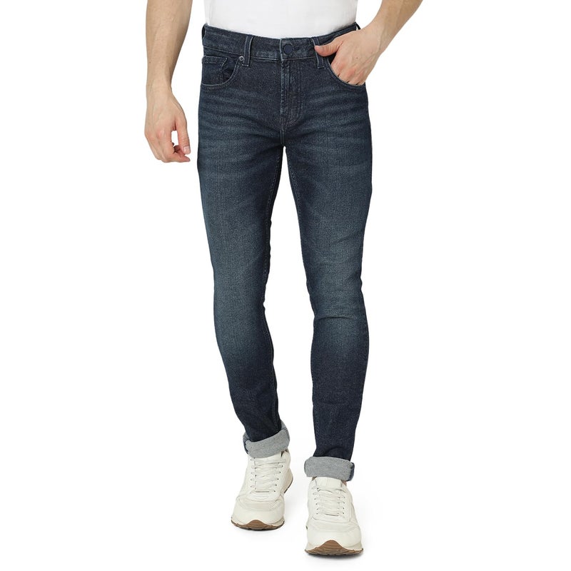 Spykar Men's Skinny Fit Low Rise Jeans Dark Blue - Image 4
