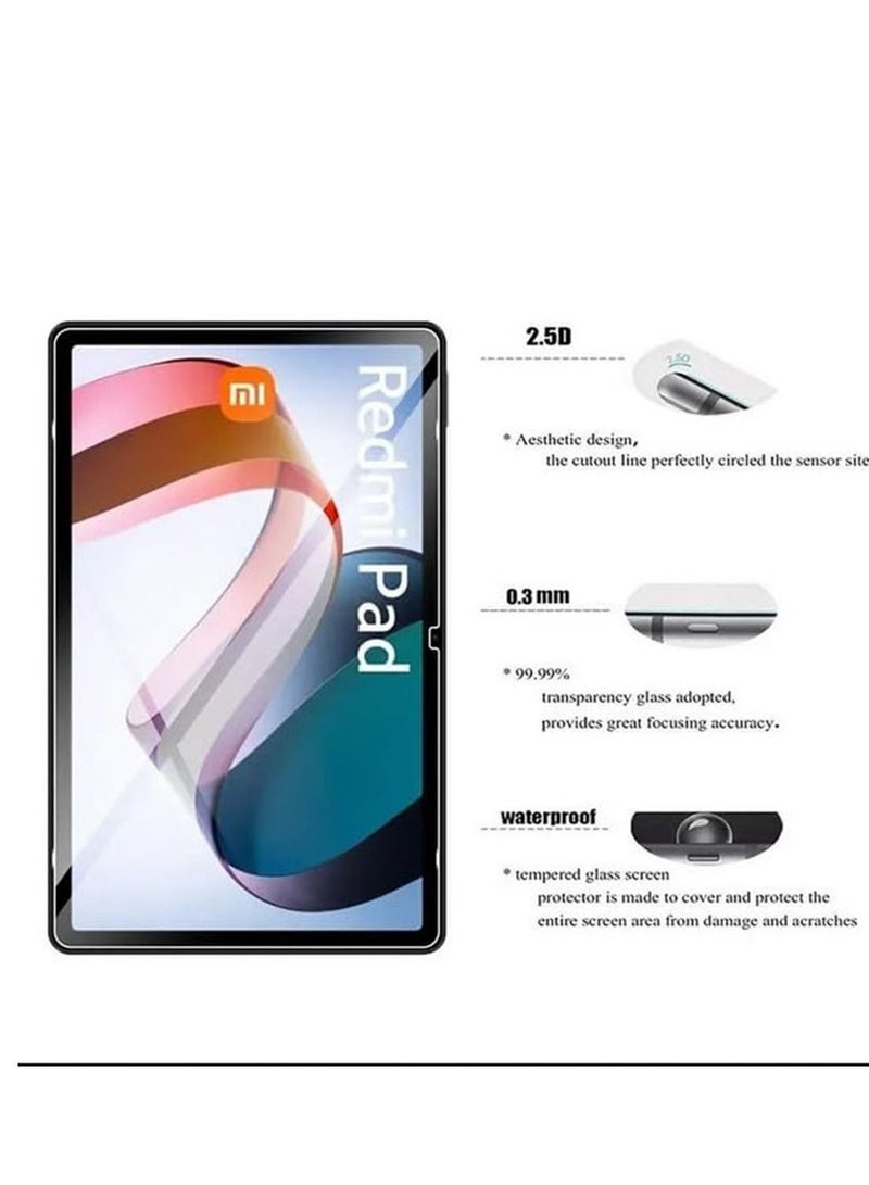 حامي الشاشة متوافق مع الدخن Redmi Pad 10.6 خفف من الزجاج حامي الشاشة [ هد ] تغطية كاملة واقية من الانفجار - Image 2