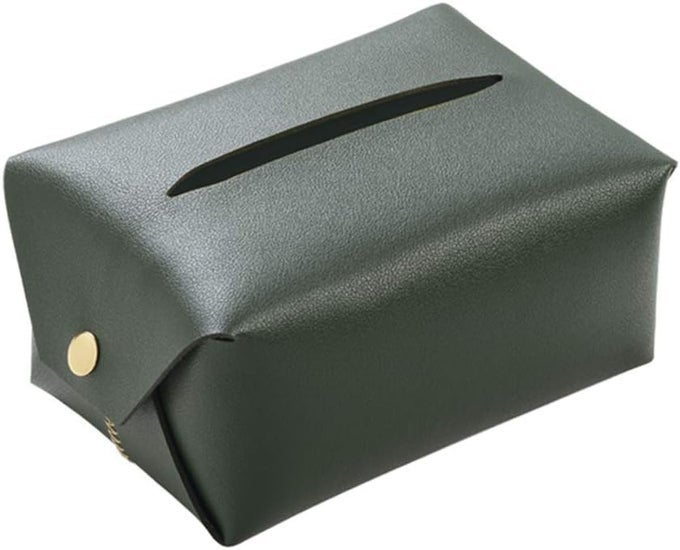 PU LEATHER TISSUE BOX HOLDER RECTANGULAR TISSUE BOX COVER DISPENSER FOR CAR HOME BATHROOM BEDROOM OFFICE NIGHT STANDS DESKS AND TABLES GREEN