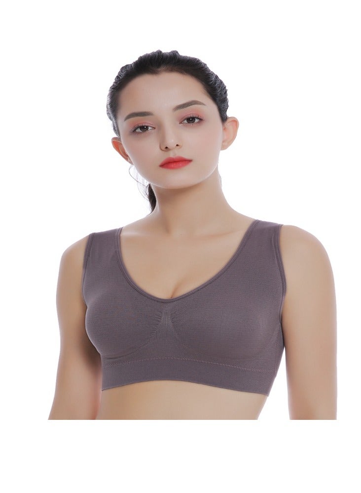 AROAQ Women Sports Bra, Fitness Sports Yoga Bra with Removable Padding,  Double-layer Seamless  Sports Bra without Rims, Comfortable Soft Bra for Workouts Running Yoga Trainings, (Size L, Bean Paste Purple)  - Image 1
