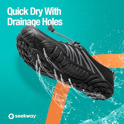 SEEKWAY Water Shoes Men Women Adult Quick-Dry Aqua Sock Barefoot for Beach Swim River Pool Lake Hiking Kayaking Surfing SP001(U) 406Black Size 6 Women/5 Men - Image 4