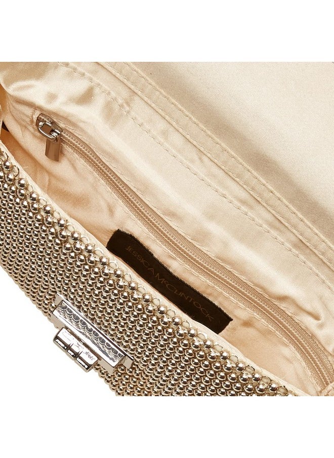 Jessica McClintock Jessica McClintock womens Trina Mesh Clutch evening handbags, Light Gold, One Size US  - Image 4
