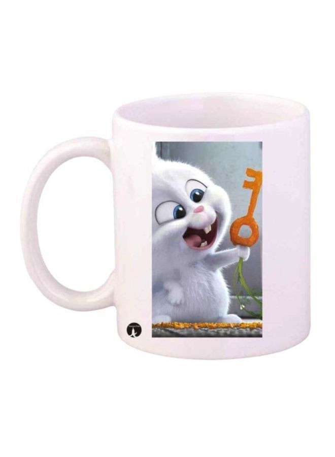 RKN Cute Rabbit Printed Coffee Mug White/Orange - Image 1