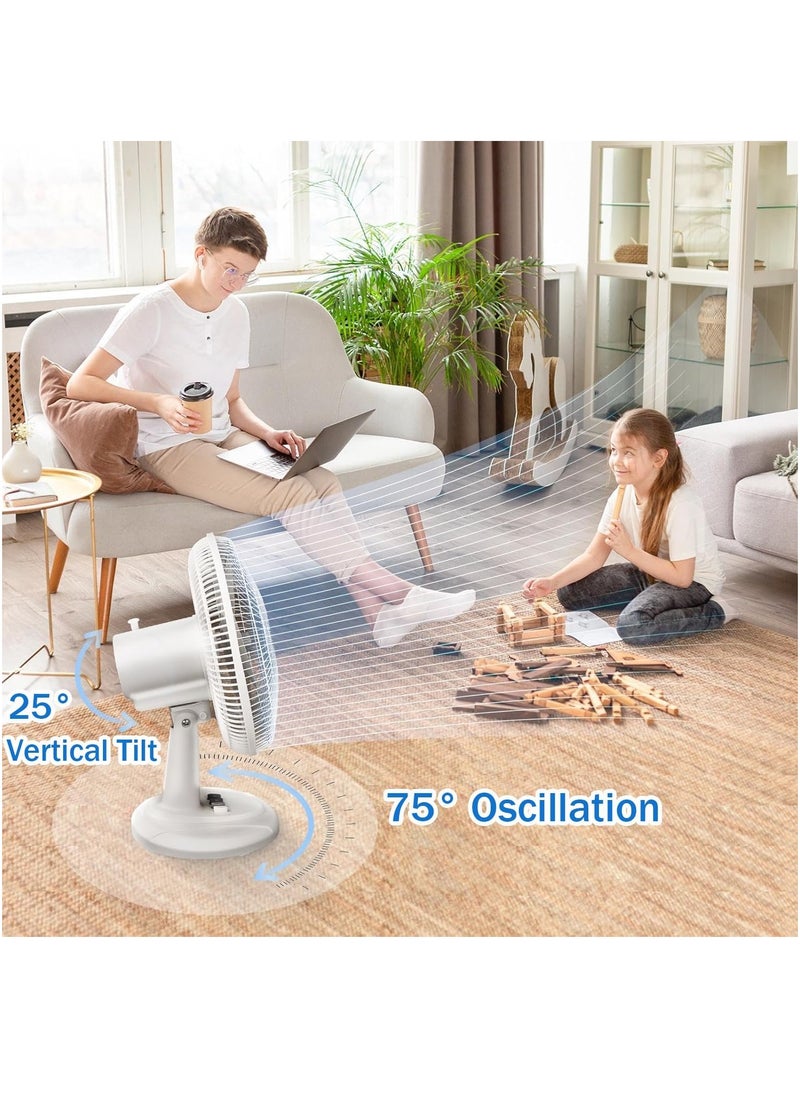 VUCATIN Oscillating Table Fan with Adjustable Tilt Convenient Push Button Controls Quiet 12 inch 3 Speed Desk Fan Airflow 15.75 ft/sec Ideal for Home Bedroom Dorm & Office (White)  - Image 4
