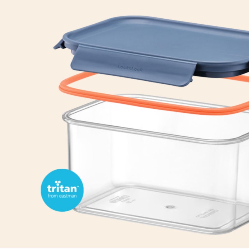 LocknLock LBF406RS2N Bisfree Modular Plus Food Storage Containers for Lunch, Meal Prep, Stackable, BPA-Free, Leakproof, Microwave, Dishwasher, Freezer-Safe, 4 Pieces, 2 Boxes and 2 Lids, Navy, 2.1L - Image 2