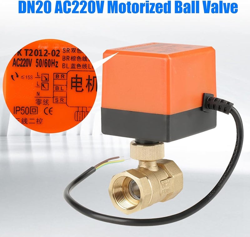 ايجويوس صمام كرة ميكانيكي ممتع، جهد كهربائي AC 220V، مقاس G3/4"، من النحاس، لنظام التكييف والسباكة، مزود بمحرك وتحكم كهربائي - Image 3