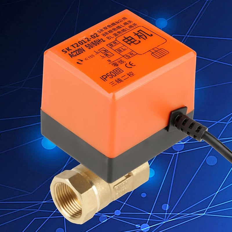ايجويوس صمام كرة ميكانيكي ممتع، جهد كهربائي AC 220V، مقاس G3/4"، من النحاس، لنظام التكييف والسباكة، مزود بمحرك وتحكم كهربائي - Image 4