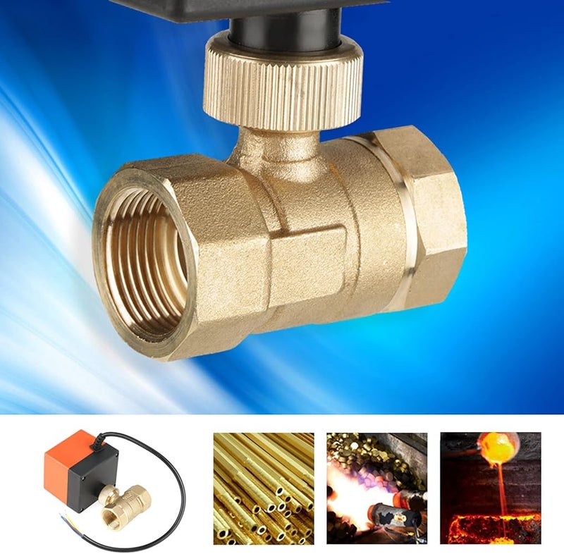 ايجويوس صمام كرة ميكانيكي ممتع، جهد كهربائي AC 220V، مقاس G3/4"، من النحاس، لنظام التكييف والسباكة، مزود بمحرك وتحكم كهربائي - Image 5