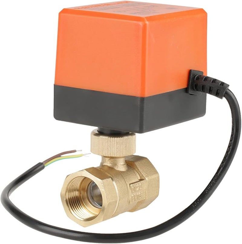 ايجويوس صمام كرة ميكانيكي ممتع، جهد كهربائي AC 220V، مقاس G3/4"، من النحاس، لنظام التكييف والسباكة، مزود بمحرك وتحكم كهربائي - Image 1