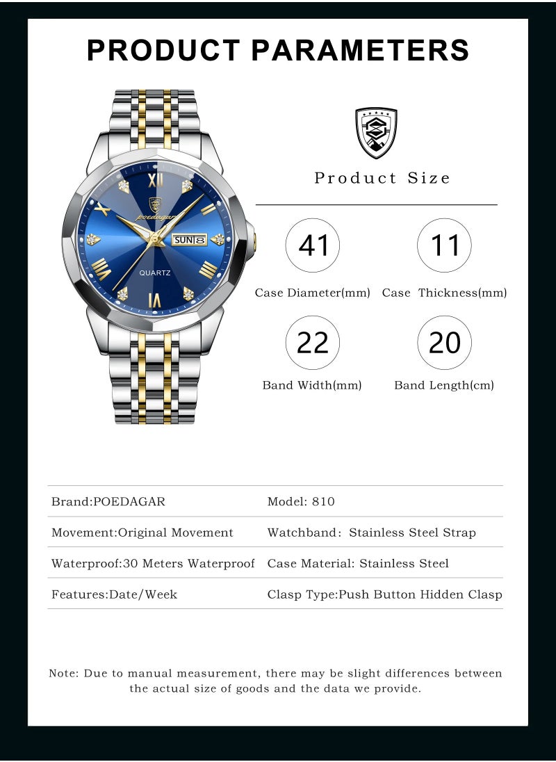 POEDAGAR - Man Watch Waterproof Luminous Men's Watch Quartz，Men's Wrist Watches - Image 1