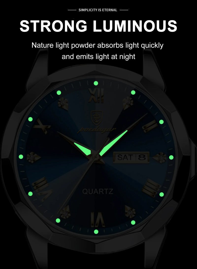 پوداجار ساعة للرجال مقاومة للماء ومضيئة كوارتز، ساعات يد رجالية - Image 3