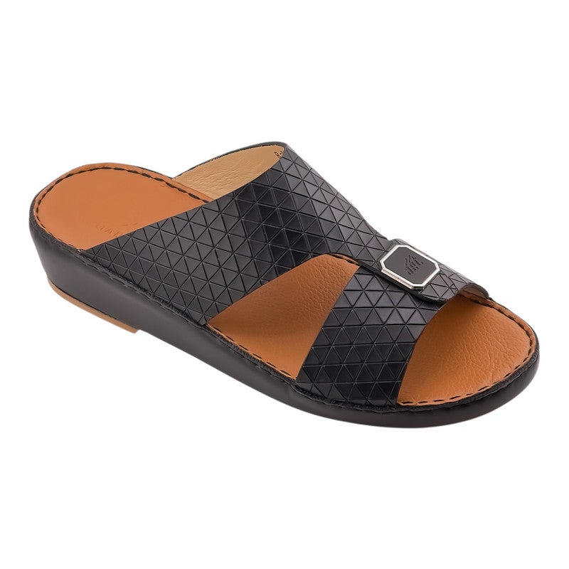 إيت صندل عربي يدوي الصنع للرجال من AET | شبشب رجالي خارجي | شبشب مفتوح من الأمام للاستخدام اليومي | جلد بقر عربي أصلي مع ابزيم| تصميم عربي جديد | نعل داخلي بني| مريح وخفيف الوزن - Image 1