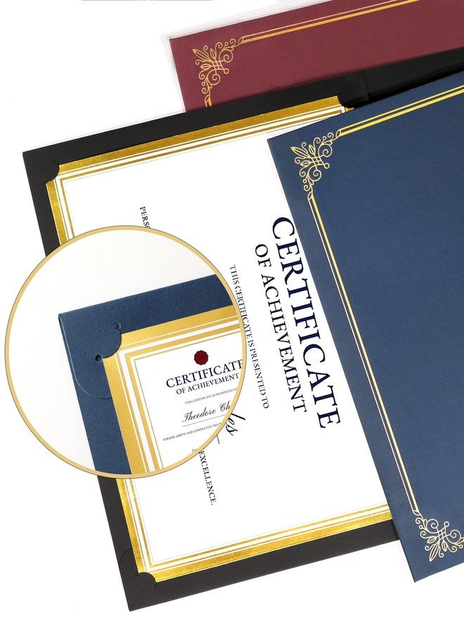 GNL Certificate Holders - 10 Packs Navy Blue Diploma Holders, Certificate Covers with Gold Foil Border, for Letter Size 8.5 x 11 Certificate Paper, Award, Graduation, Documents - Image 4
