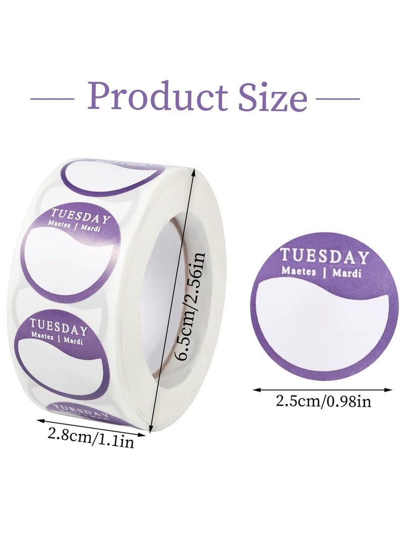 Barakah Week Labels, 3500 Food Labels Stickers, Circular Full Week Day Dots Stickers for Commercial Kitchen, Restaurants, and Catering Outlets, 500 Labels per Roll - Image 3