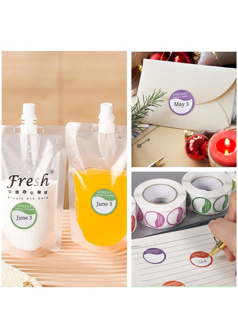 Barakah Week Labels, 3500 Food Labels Stickers, Circular Full Week Day Dots Stickers for Commercial Kitchen, Restaurants, and Catering Outlets, 500 Labels per Roll - Image 2