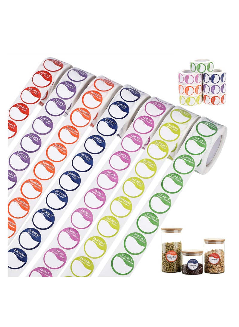 Barakah Week Labels, 3500 Food Labels Stickers, Circular Full Week Day Dots Stickers for Commercial Kitchen, Restaurants, and Catering Outlets, 500 Labels per Roll - Image 1