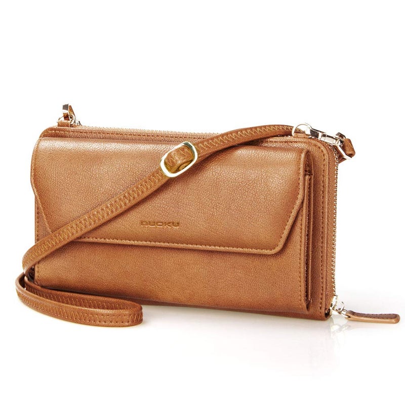 nuoku Womens RFID Wallet Purse Wristlet Crossbody Clutch with Zip Around 2 Strap - Image 1