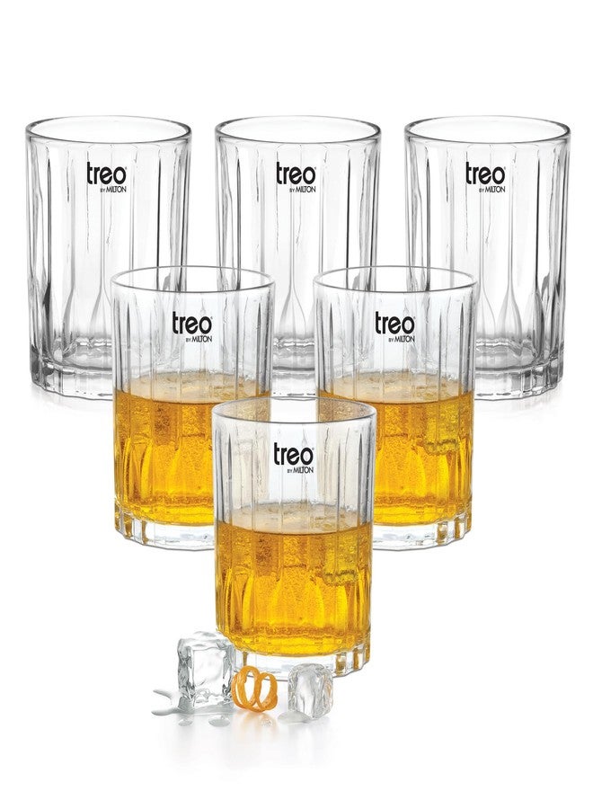 تريو طقم أكواب ويسكي تريو من ميلتون لينيا، 6 قطع | أكواب زجاجية فاخرة للبوربون والسكوتش والكوكتيلات | 340 مل - Image 1