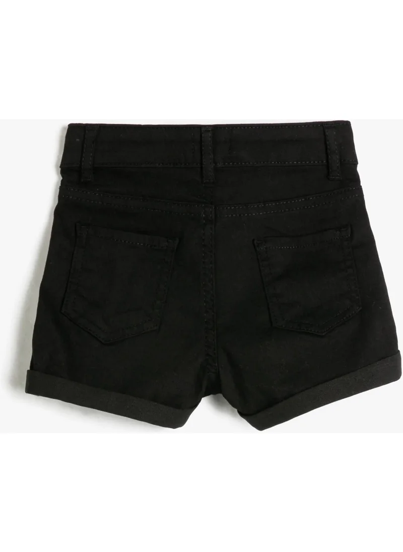 KOTON 3SKG40006AD Girl Child Cotton Shorts Black